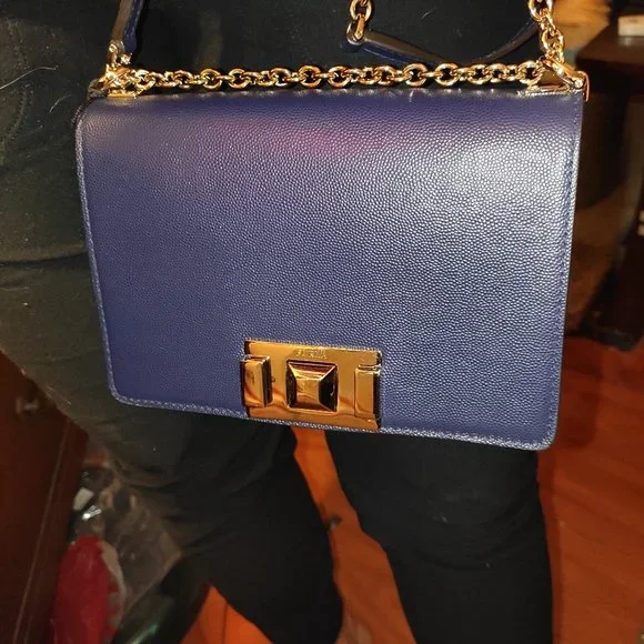 FURLA Mimi Navy Blue Leather Shoulder Bag